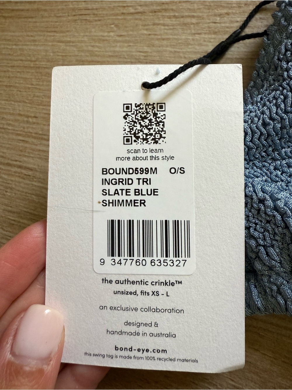 bond-eye Blue Textured Tie Bikini Set - Picture 3 of 5
